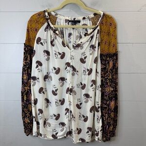 Jane & Delancey Anthropologie Women's Boho Long Sleeve Blouse Size Large